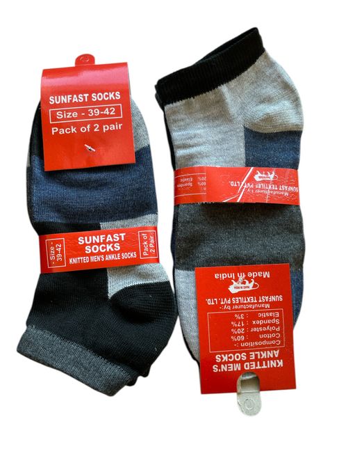 Hovedbilde Ankelsokker Fargeblokkmønster, str. 39-42, 2pk, ...